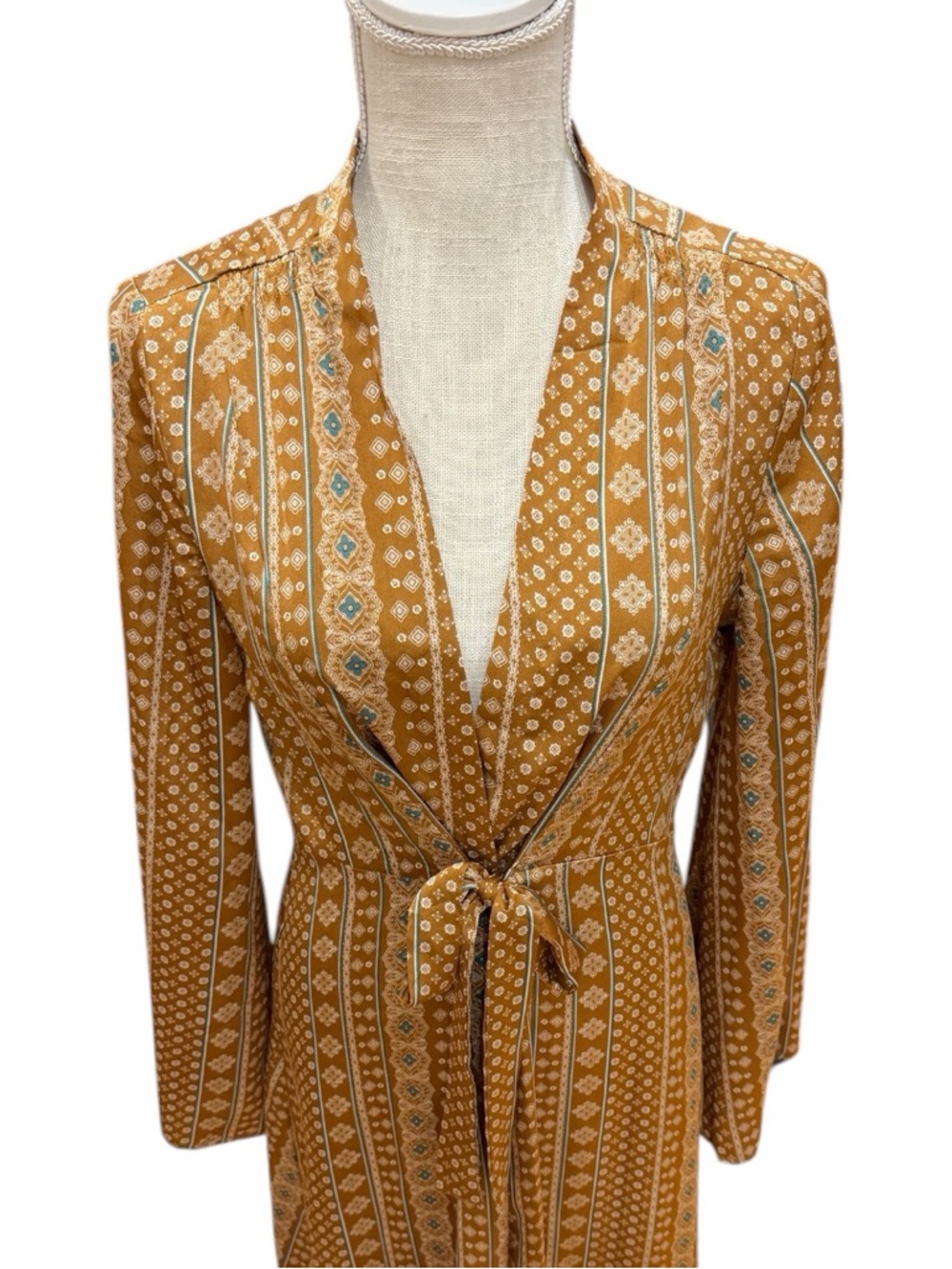 Storia Boho Tie-Front Maxi Dress / Duster - Size Medium - Picture 3 of 13